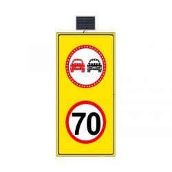 Güneş Enerjili (Solar) Ledli Sollama Yasak Hız Limiti 50 km/h Sarı Zemin 100x175 cm