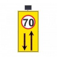 Güneş Enerjili (Solar) Ledli Hız Limiti 50 km/h Geliş Gidiş Yol Sarı Zemin 100x175 cm