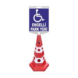 Engelli Park Dubası (Kedi Gözlü Koni + Baskılı Dikdörtgen Tabela)