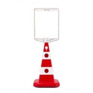 Ultra Kedi Gözlü Trafik Konisi 60 cm + Dikdörtgen Tabela