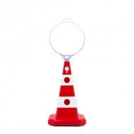 Ultra Kedi Gözlü Trafik Konisi 60 cm + Yuvarlak Tabela