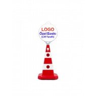 Ultra Kedi Gözlü Trafik Konisi 60 cm + Yuvarlak Tabela + Baskılı