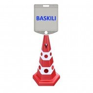Kedi Gözlü Reklam Konisi 650 MM + Dikdörtgen Tabela + Baskılı