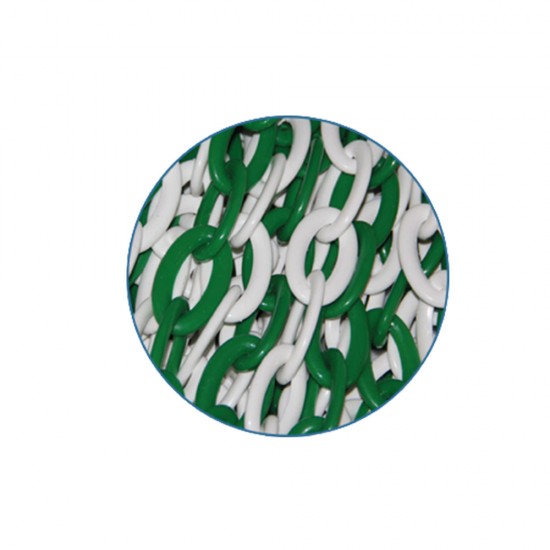 Plastik Zincirler - Plastik Zincir 8mm x 25 Metre Yeşil Beyaz